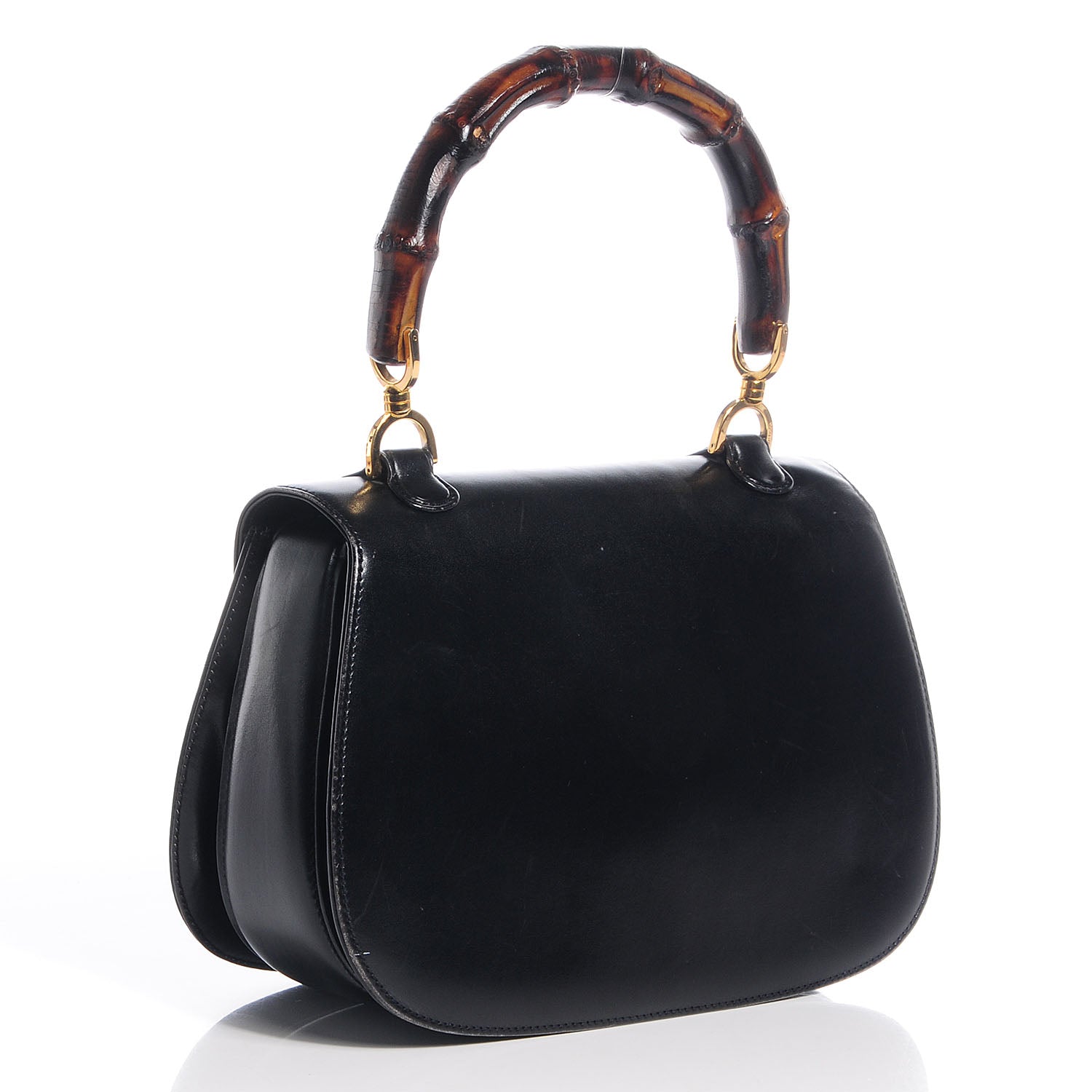 Gucci Leather Bamboo Top Handle Bag Black 3 of 9