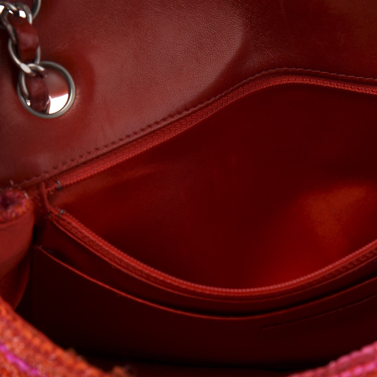 Chanel Tweed Quilted Medium Single Flap Red Pink 9 of 12