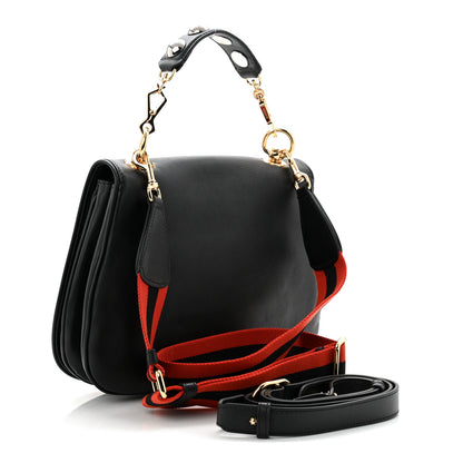 Gucci Roxy Calfskin Web Medium Blondie Top Handle Shoulder Flap Bag Black 3 of 10
