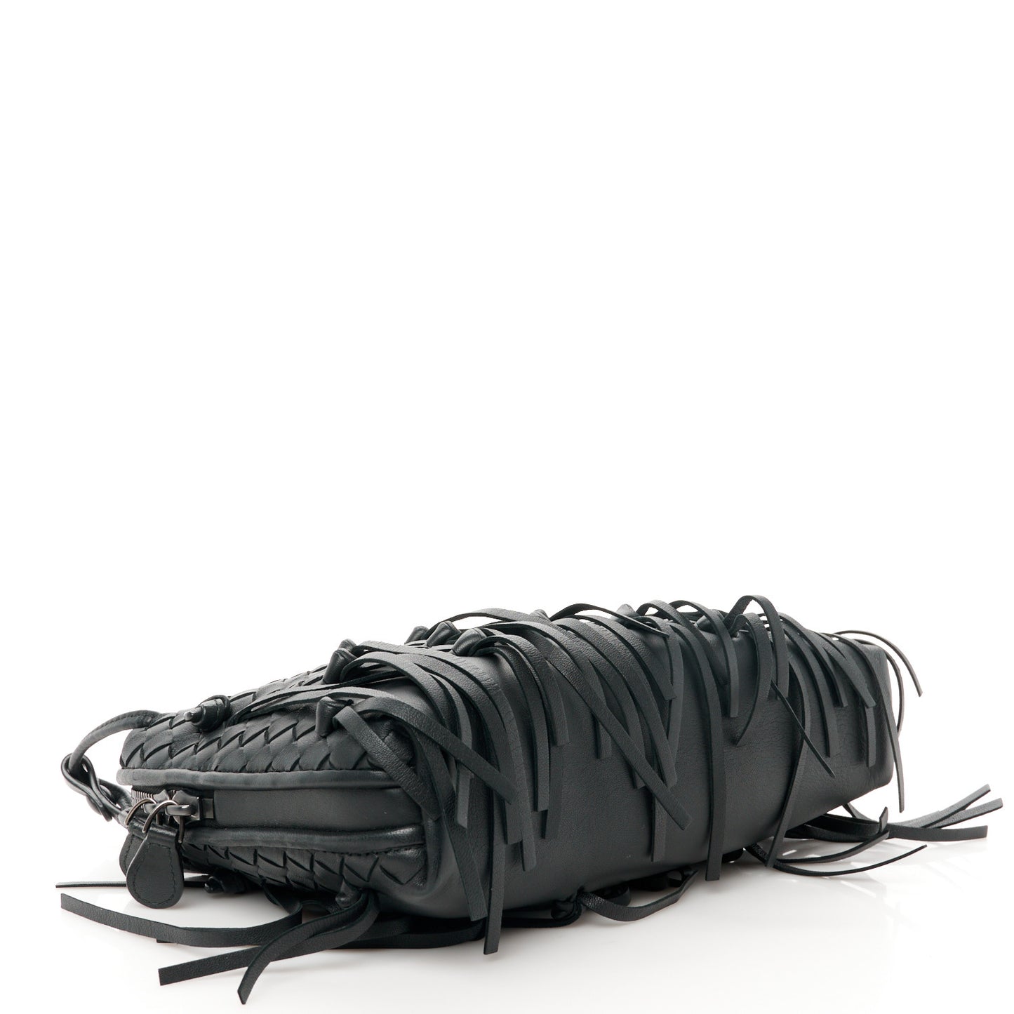 Nappa Intrecciato Fringe Nodini Crossbody Messenger Black