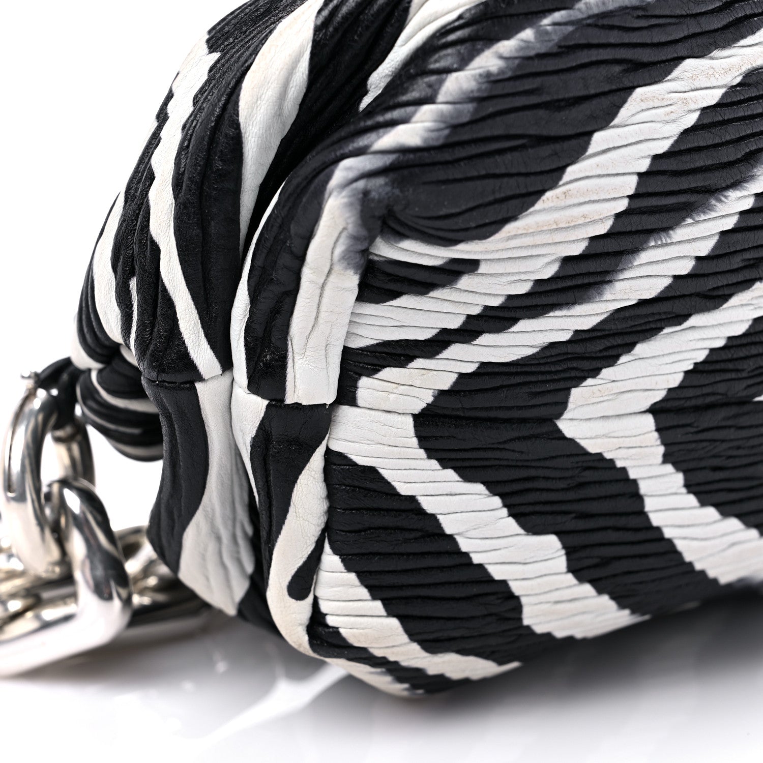 Bottega Veneta Nappa Zebra Print The Pouch Chain White Black 8 of 14