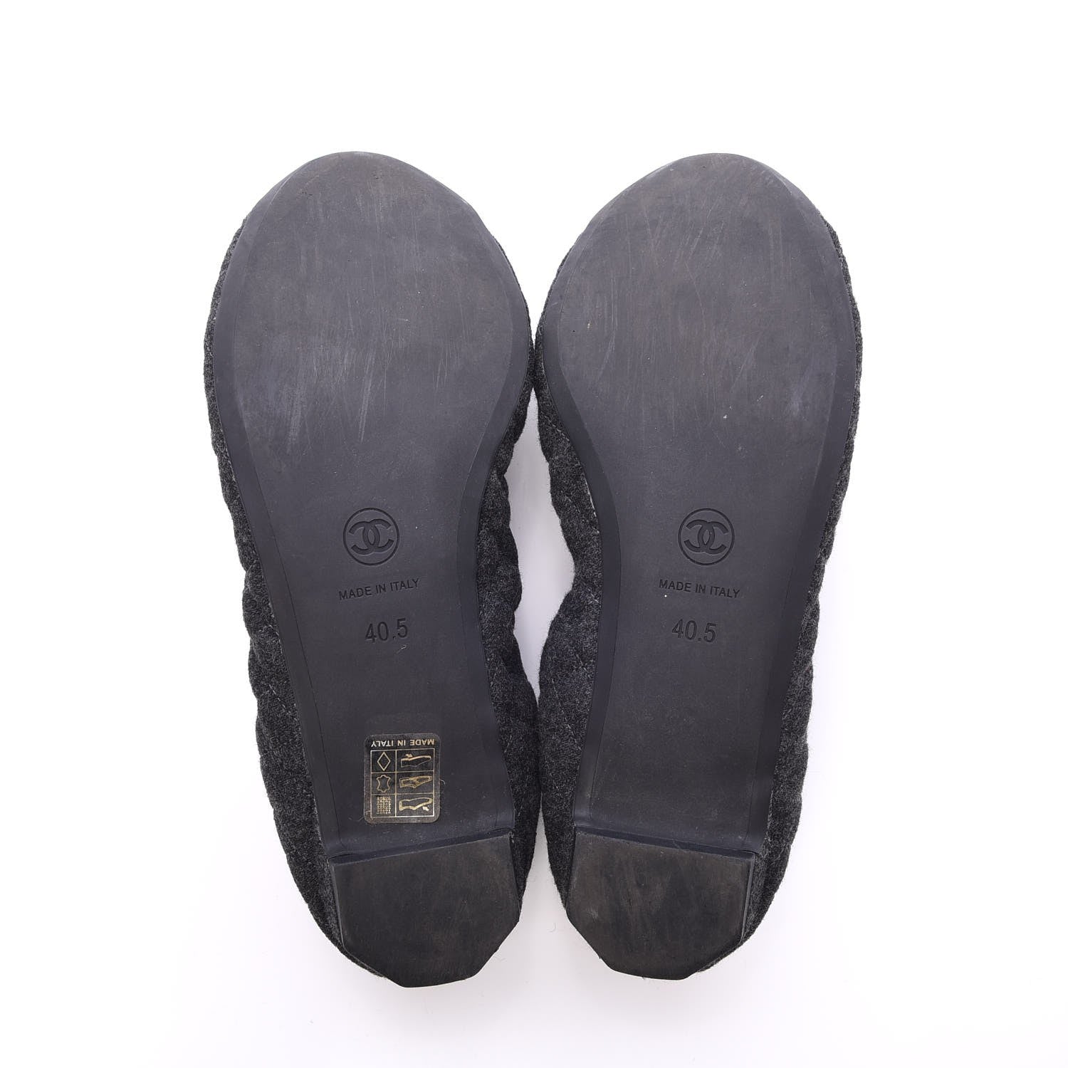 Chanel Tweed Quilted Camellia Cap Toe Ballerina Flats 40.5 Grey 7 of 10