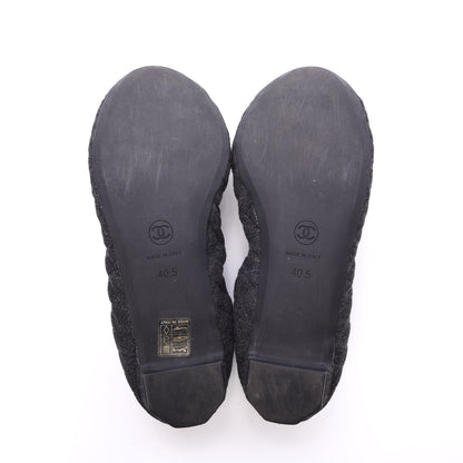 Chanel Tweed Quilted Camellia Cap Toe Ballerina Flats 40.5 Grey 7 of 10