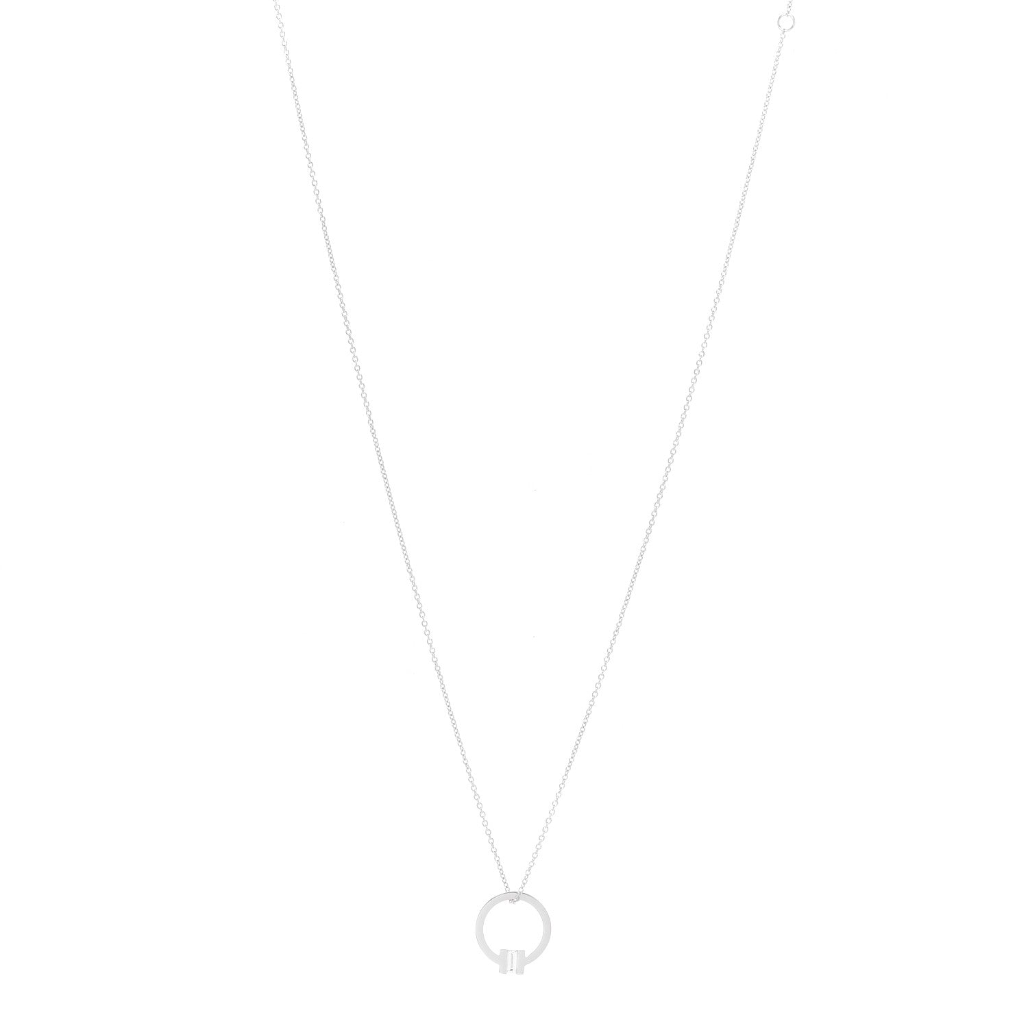 Tiffany 18K White Gold Diamond Tiffany T Baguette Pendant Necklace 1 of 6