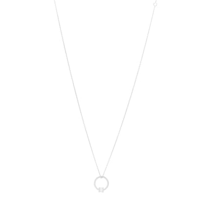 Tiffany 18K White Gold Diamond Tiffany T Baguette Pendant Necklace 1 of 6