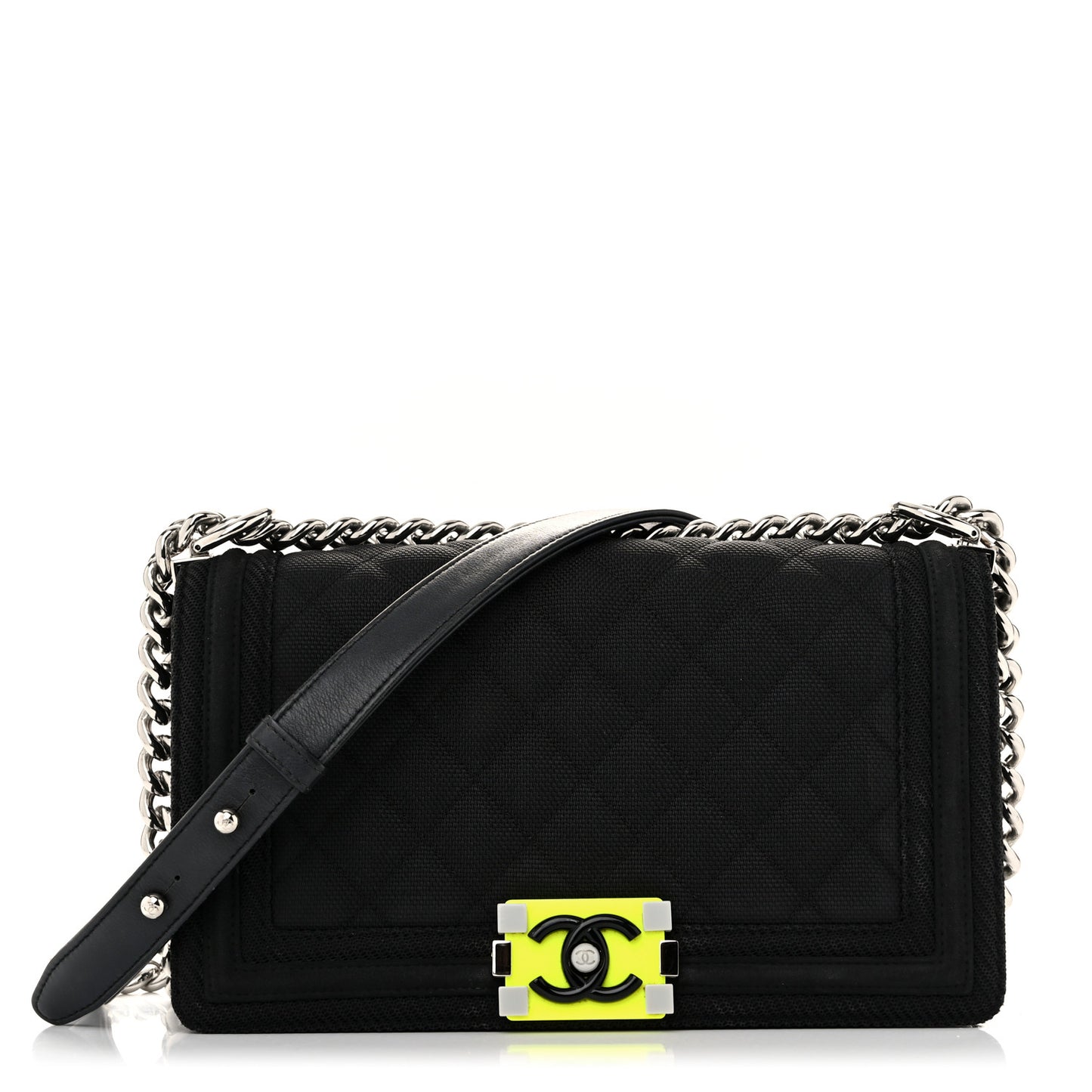 Canvas Quilted Medium Fluo Boy Flap Black