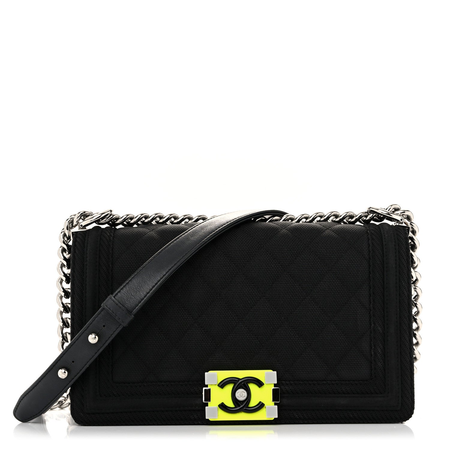 Chanel Canvas Quilted Medium Fluo Boy Flap Black 1 of 10