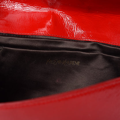 Saint Laurent Textured Patent Monogram Large Belle De Jour Clutch Red 6 of 7