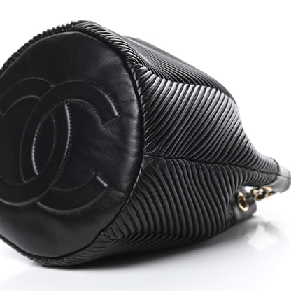 Chanel Lambskin Chevron Drawstring Bag Black 10 of 11