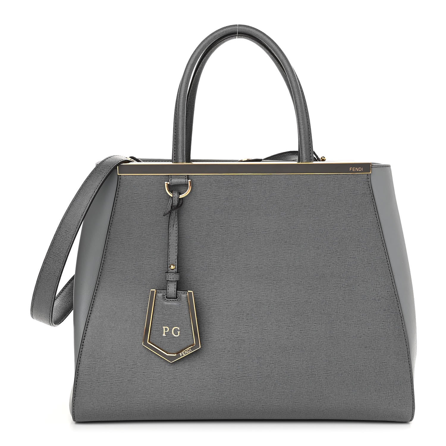 Fendi Vitello Elite Flamingo Regular 2Jours Tote Grigio Grigio Chiaro 1 of 10