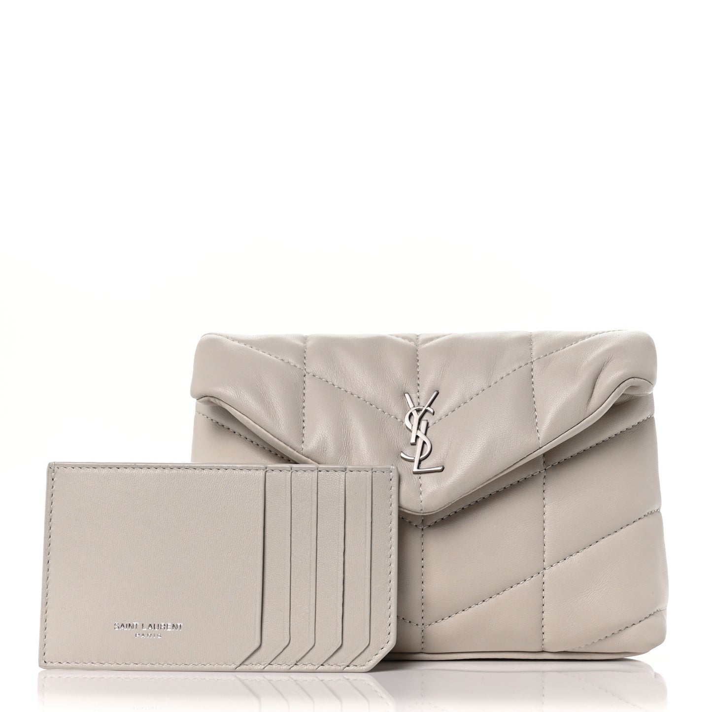 Lambskin Monogram Loulou Puffer Pouch Clutch Crema Soft