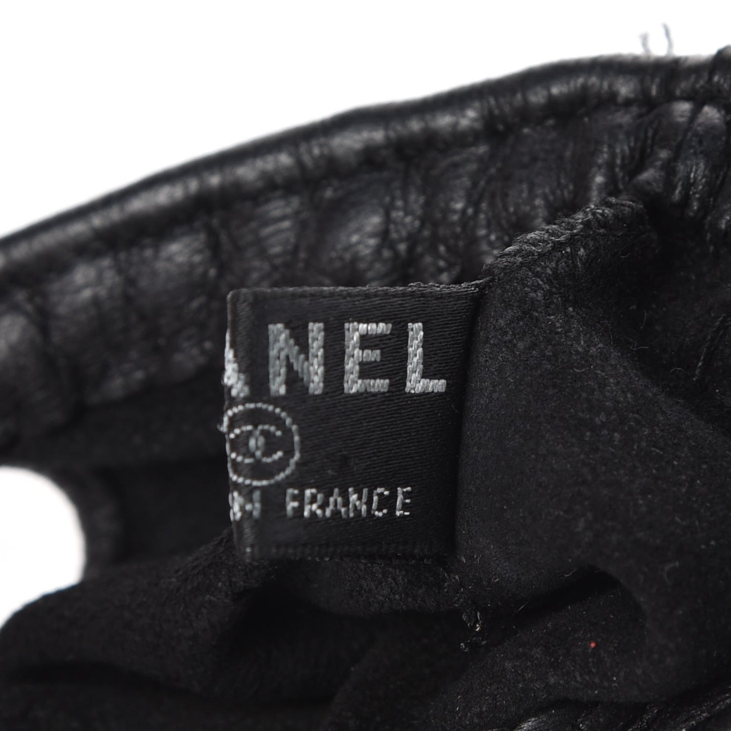 Lambskin Fingerless Chain CC Gloves 7.5 Black