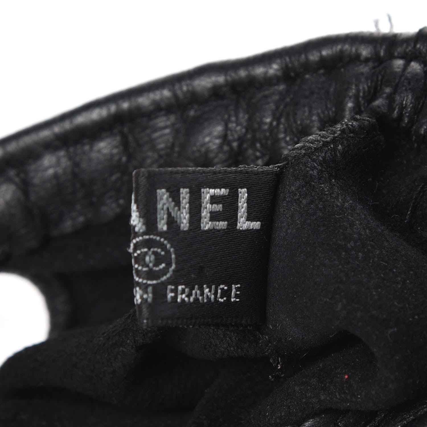 Chanel Lambskin Fingerless Chain CC Gloves 7.5 Black 6 of 7