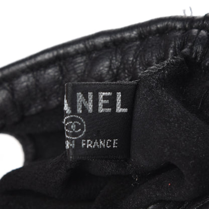 Chanel Lambskin Fingerless Chain CC Gloves 7.5 Black 6 of 7