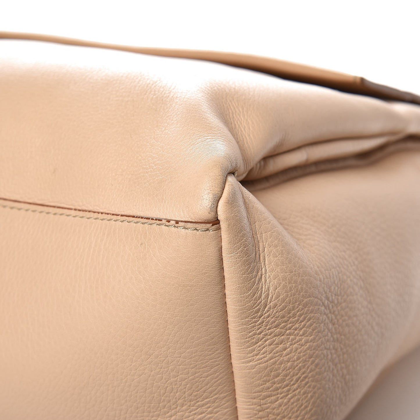 Grained Calfskin Medium Pandora Pure Flap Bag Sand
