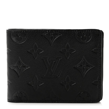 Louis Vuitton Calfskin Monogram Shadow Multiple Wallet Black 1 of 6