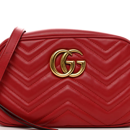 Gucci Calfskin Matelasse Small GG Marmont Chain Shoulder Bag Hibiscus Red 5 of 13