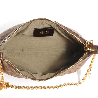 Fendi Zucchino Spalmati Vitello Mini Forever Chain Strap Pochette Nocciola Castagna 5 of 9