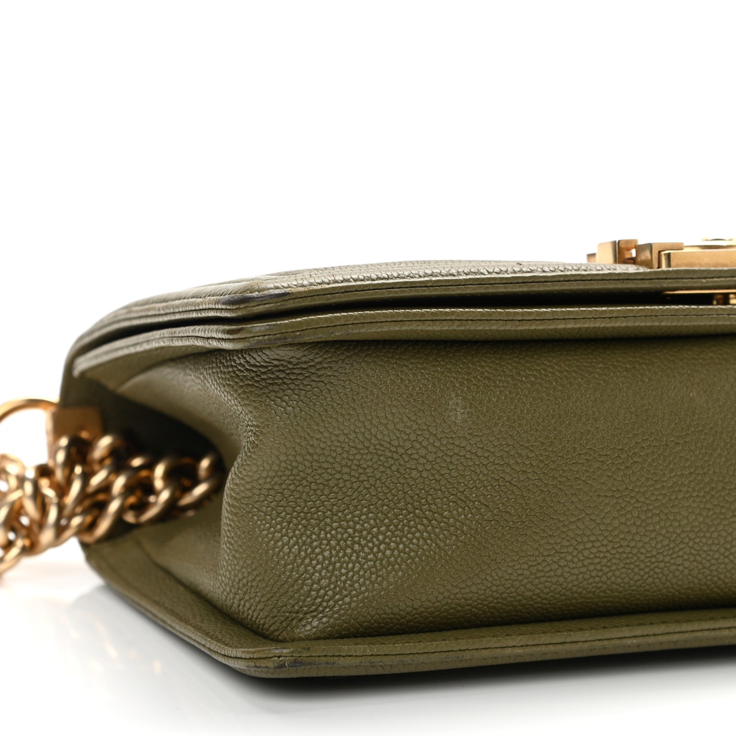 Caviar Quilted Medium Boy Flap Green