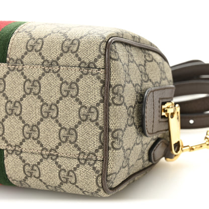 Gucci GG Supreme Monogram Textured Dollar Calfskin Web Mini Ophidia Top Handle Bag Beige Ebony New Acero 10 of 11