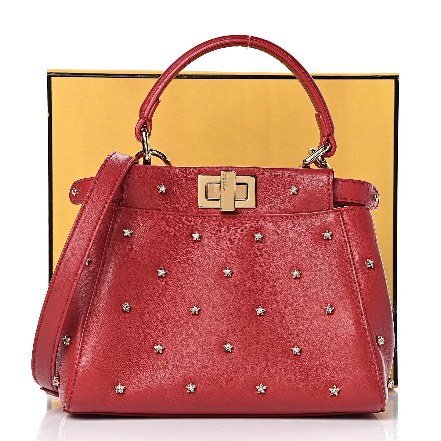Nappa Crystal Stars Studded XS Peekaboo Iconic Satchel Fragola