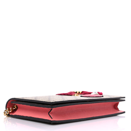 Gucci GG Supreme Monogram Face Embroidered Chain Wallet Pink 4 of 9