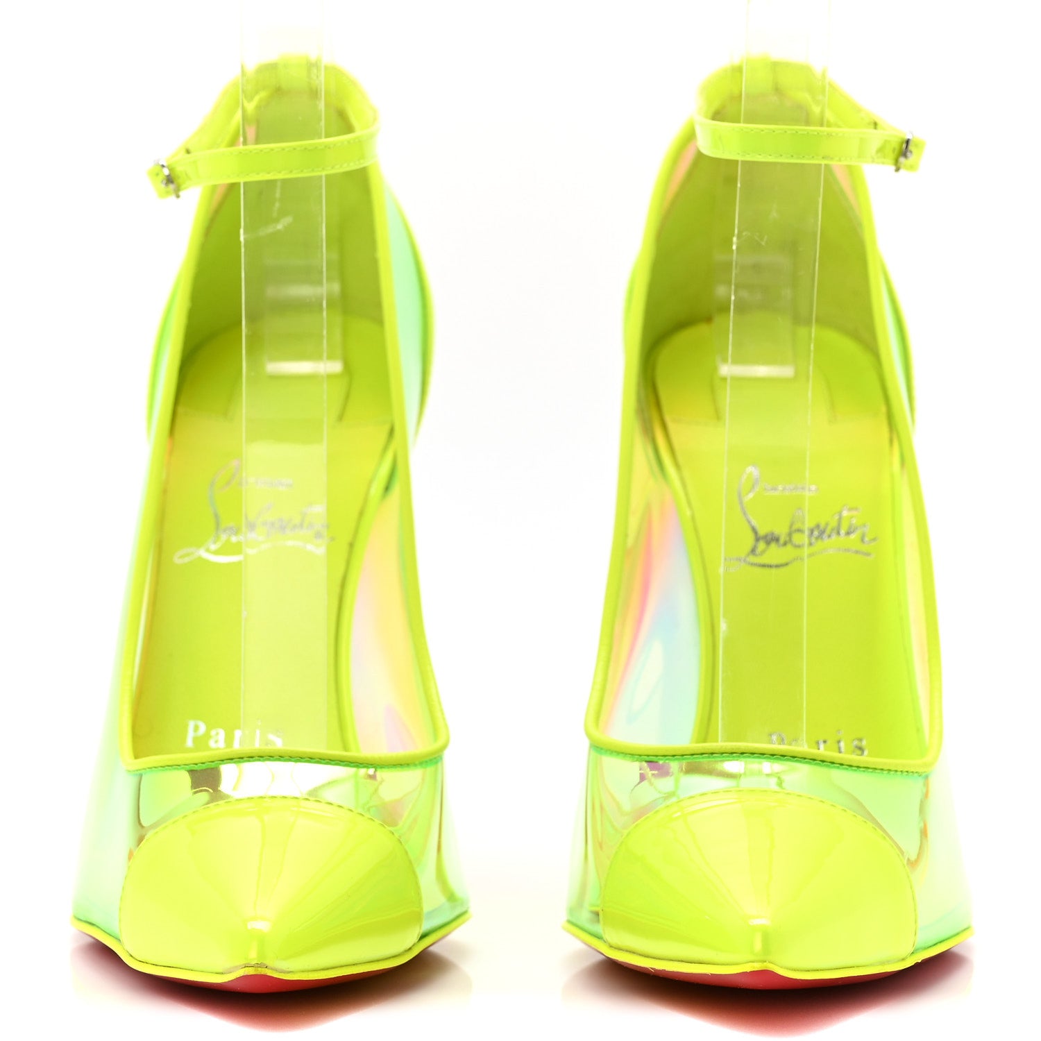 Christian Louboutin Patent Perle Debout Condorapik 100 Pumps 38 Fluo Yellow 2 of 8