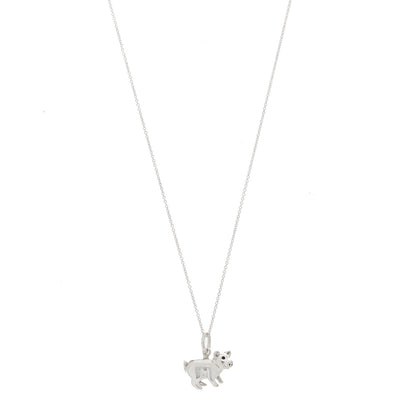 Tiffany Sterling Silver Enamel Pig Charm Necklace Black 1 of 4