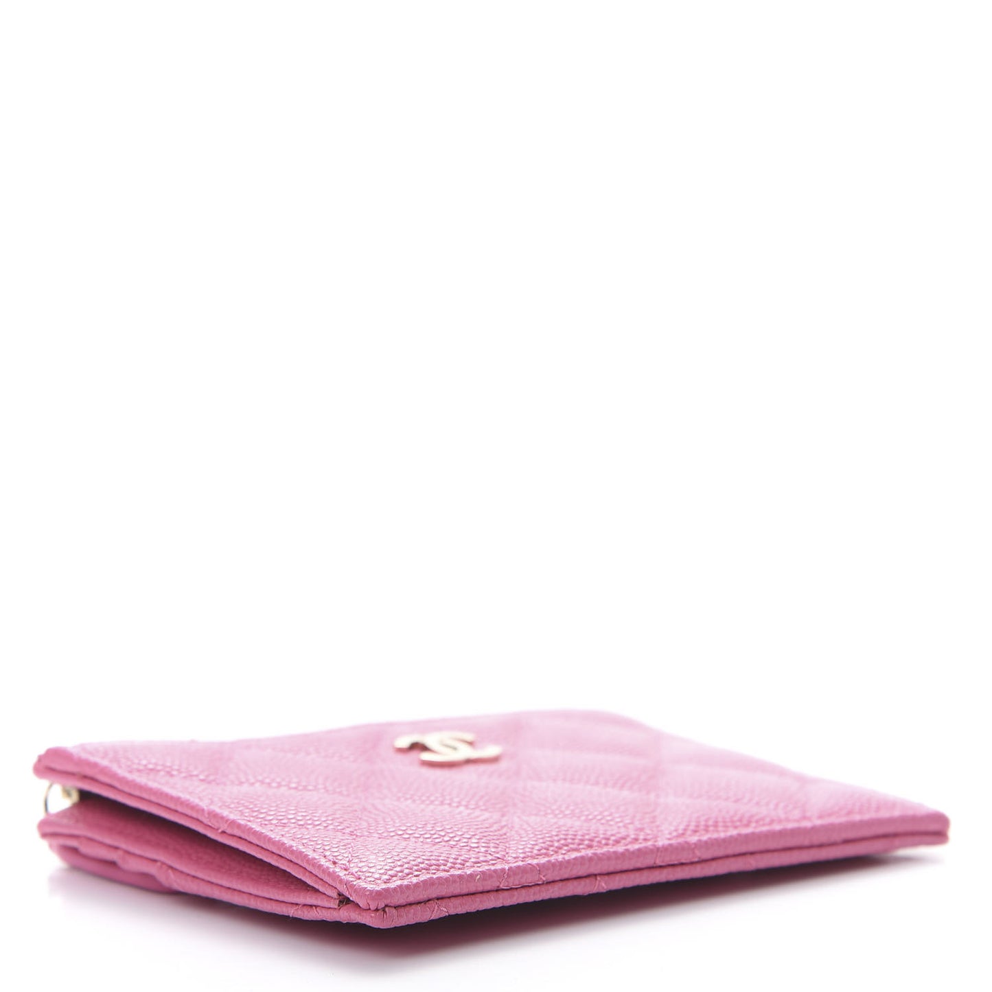 Caviar Quilted CC Zip Card Holder Pink