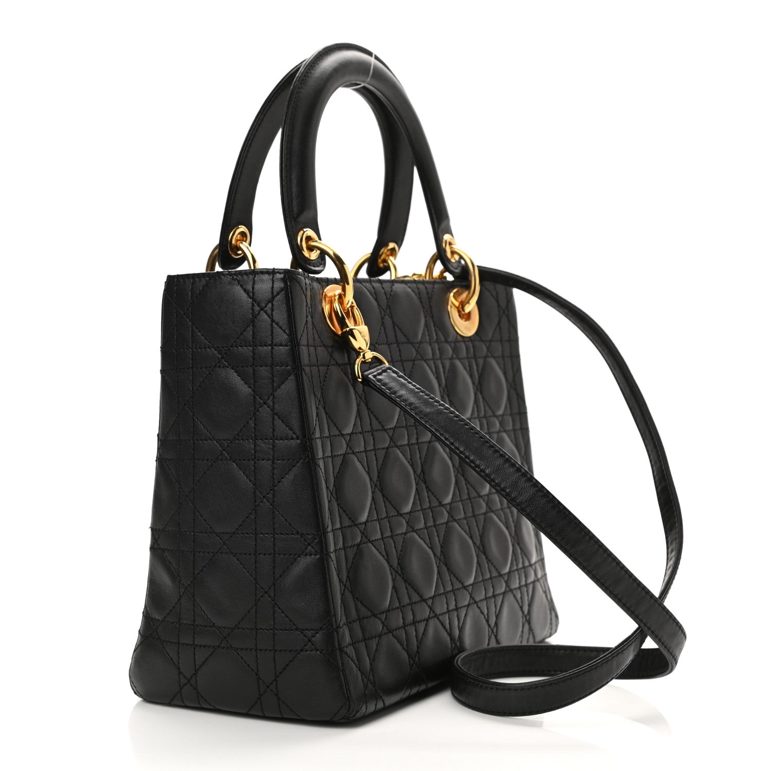 Christian Dior Lambskin Cannage Medium Lady Dior Black 3 of 10