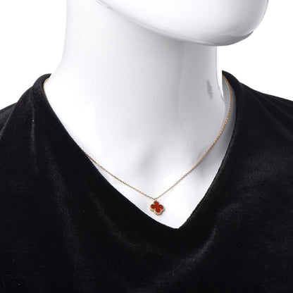Van Cleef & Arpels 18K Rose Gold Carnelian Sweet Alhambra Pendant Necklace 2 of 8