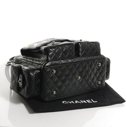 Chanel Calfskin Quilted Large Cambon Multipocket Reporter Black White 4 of 7