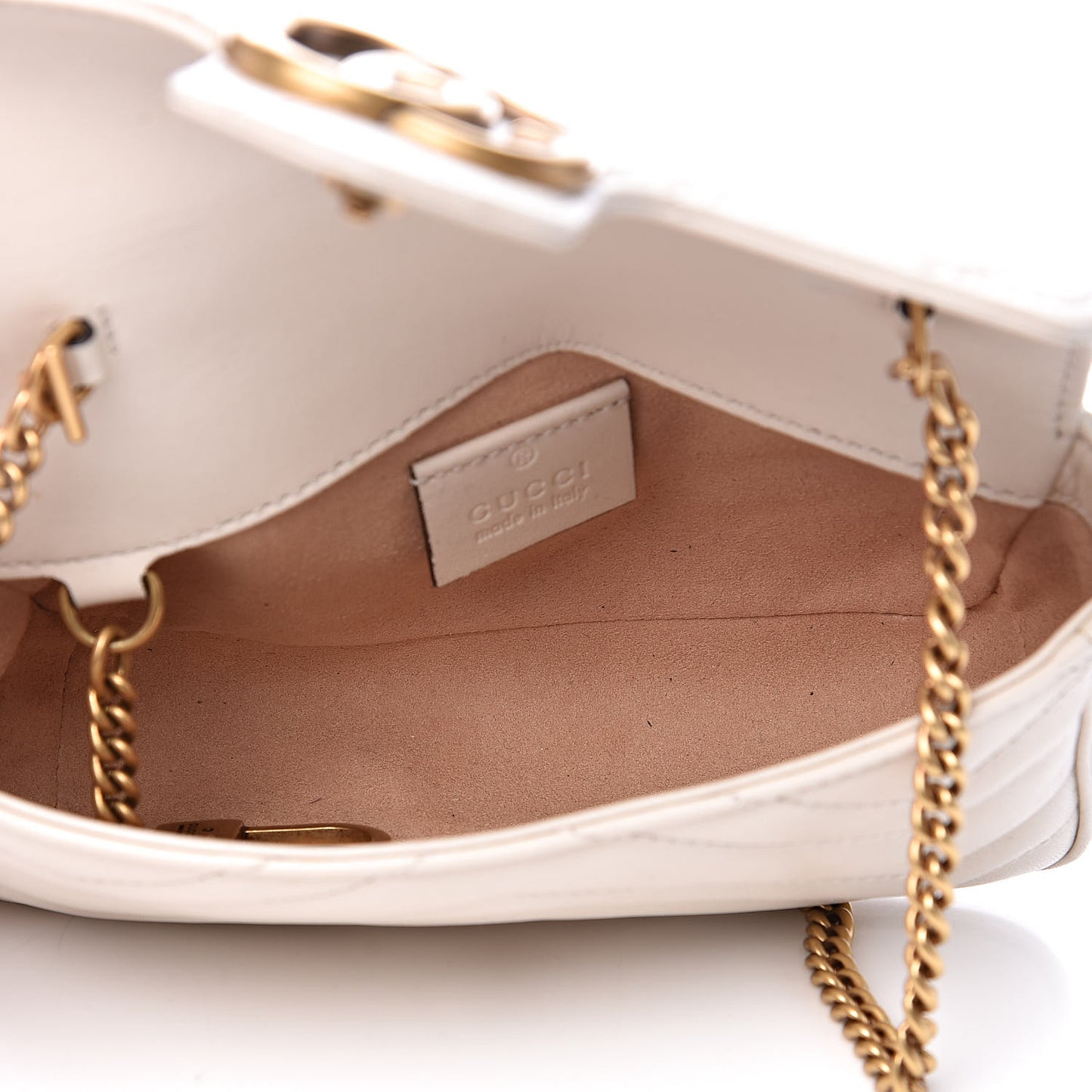 Calfskin Matelasse Super Mini GG Marmont Shoulder Bag White