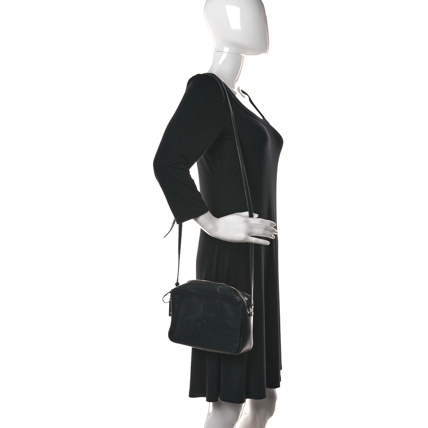 Lambskin Monogram Embossed Small Lou Camera Bag Black