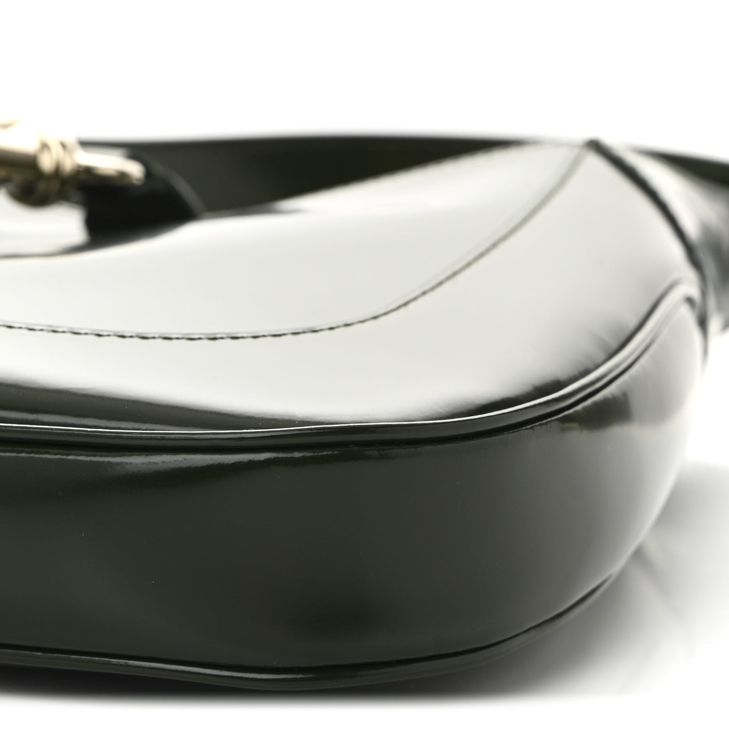 Glossed Calfskin Small Jackie Shoulder Bag Forest Green