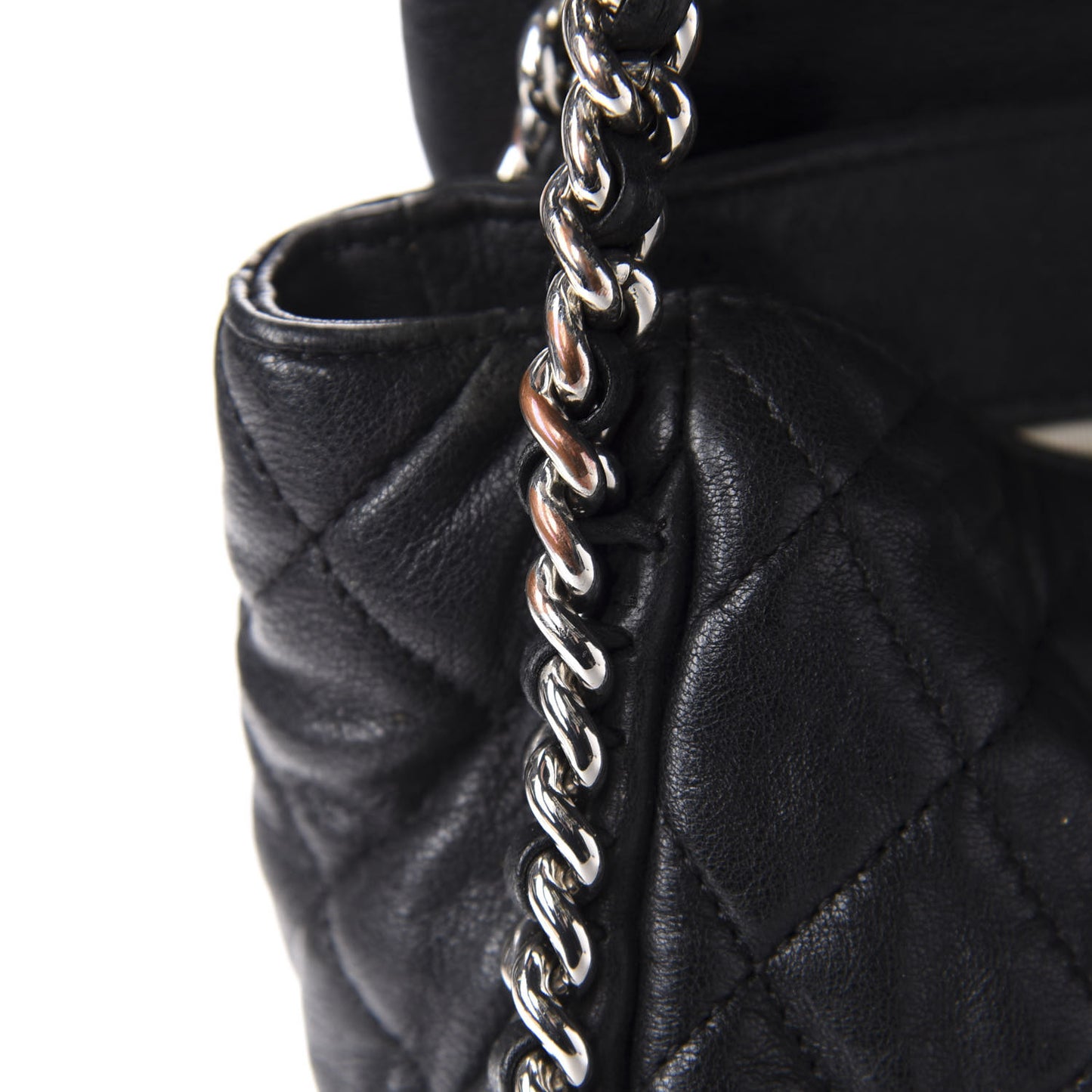 Washed Lambskin Quilted Maxi Chain Around Flap Black