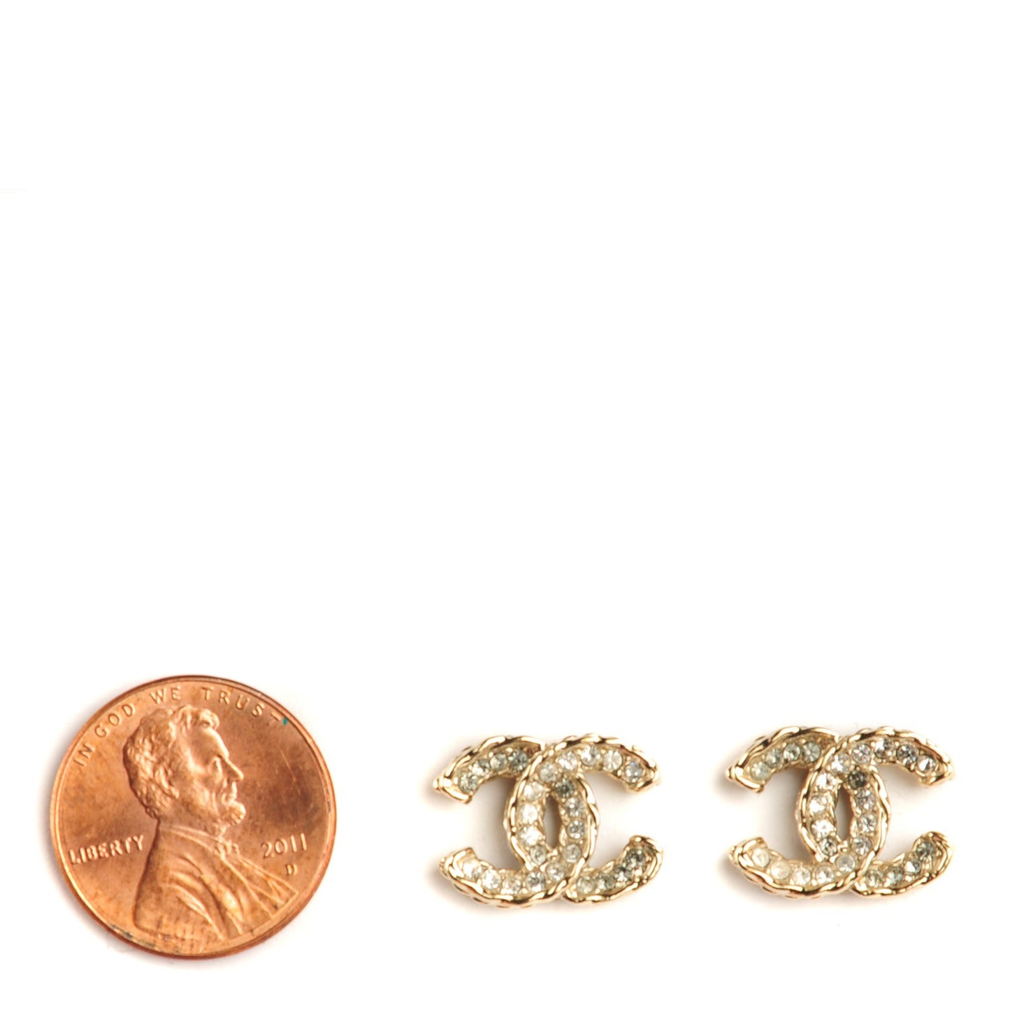 Crystal CC Earrings Light Gold