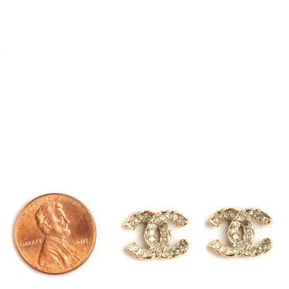 Chanel Crystal CC Earrings Light Gold 2 of 5