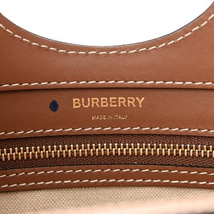 Burberry Canvas Smooth Calfskin Two Tone Mini Pocket Bag Natural Malt Brown 6 of 8