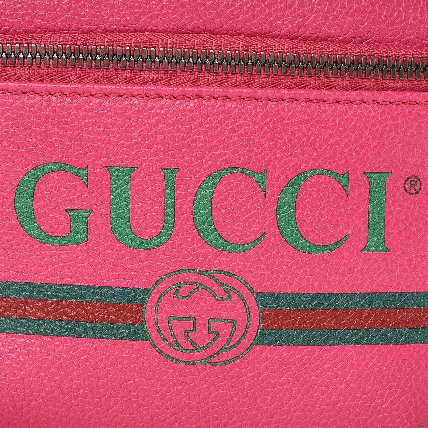 Grained Calfskin Small Logo Belt Bag Box Pink Green