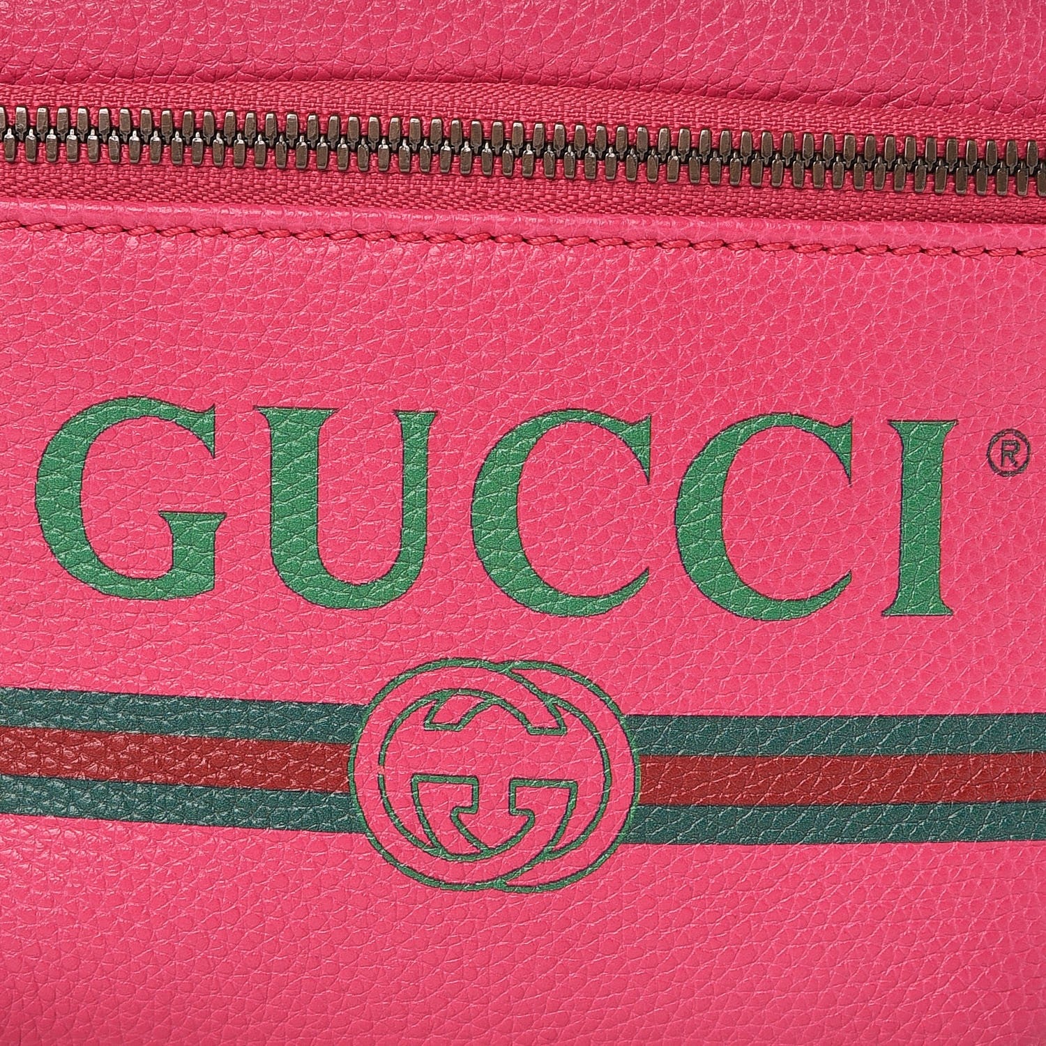 Gucci Grained Calfskin Small Logo Belt Bag Box Pink Green 8 of 8