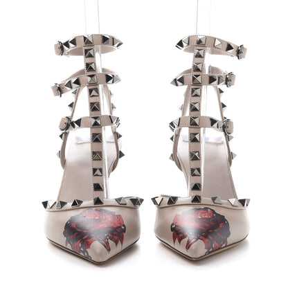 Valentino Garavani X UNDERCOVER Calfskin Rockstud Ankle Strap 65mm Pumps 37.5 Poudre 2 of 9