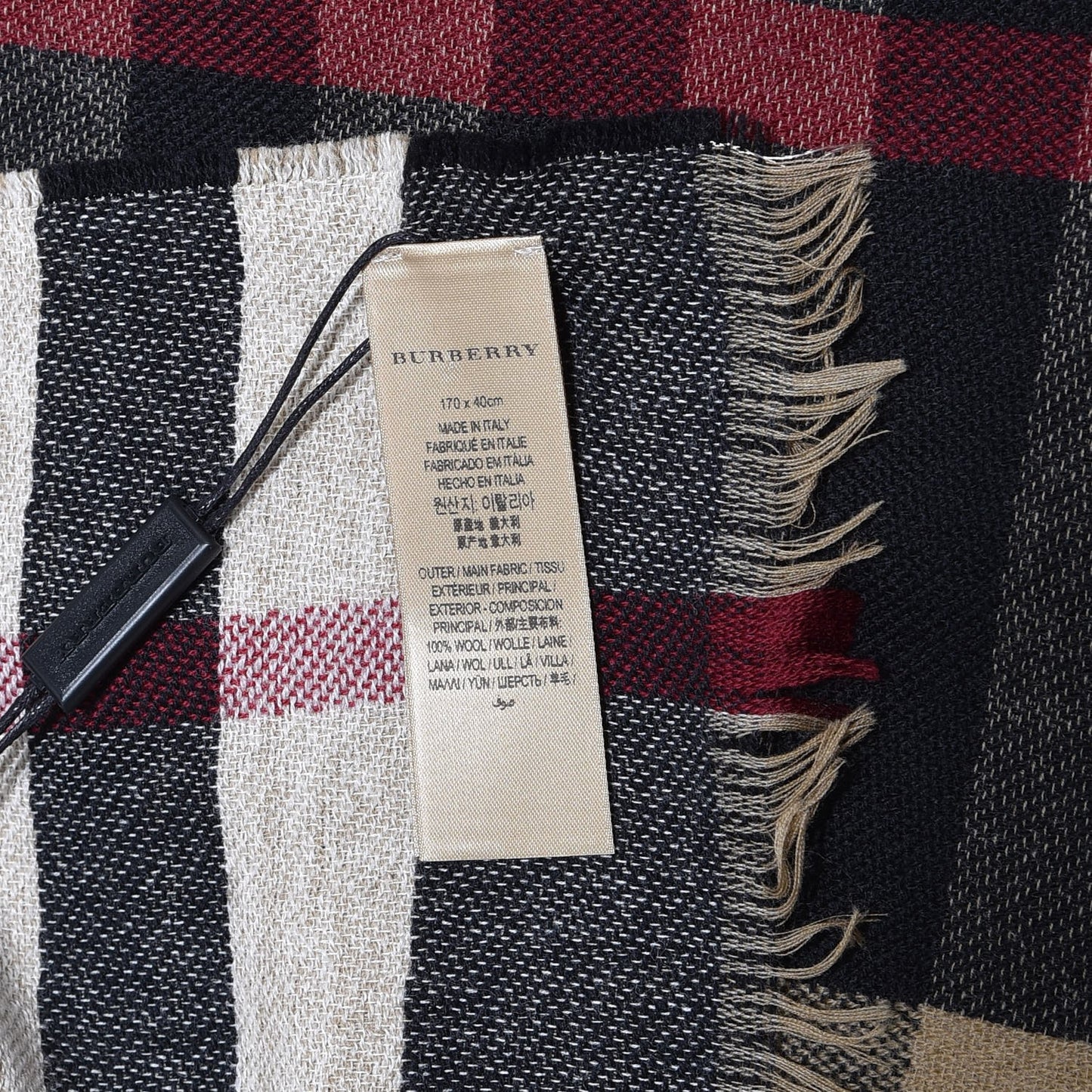Wool Giant Check Scarf Black