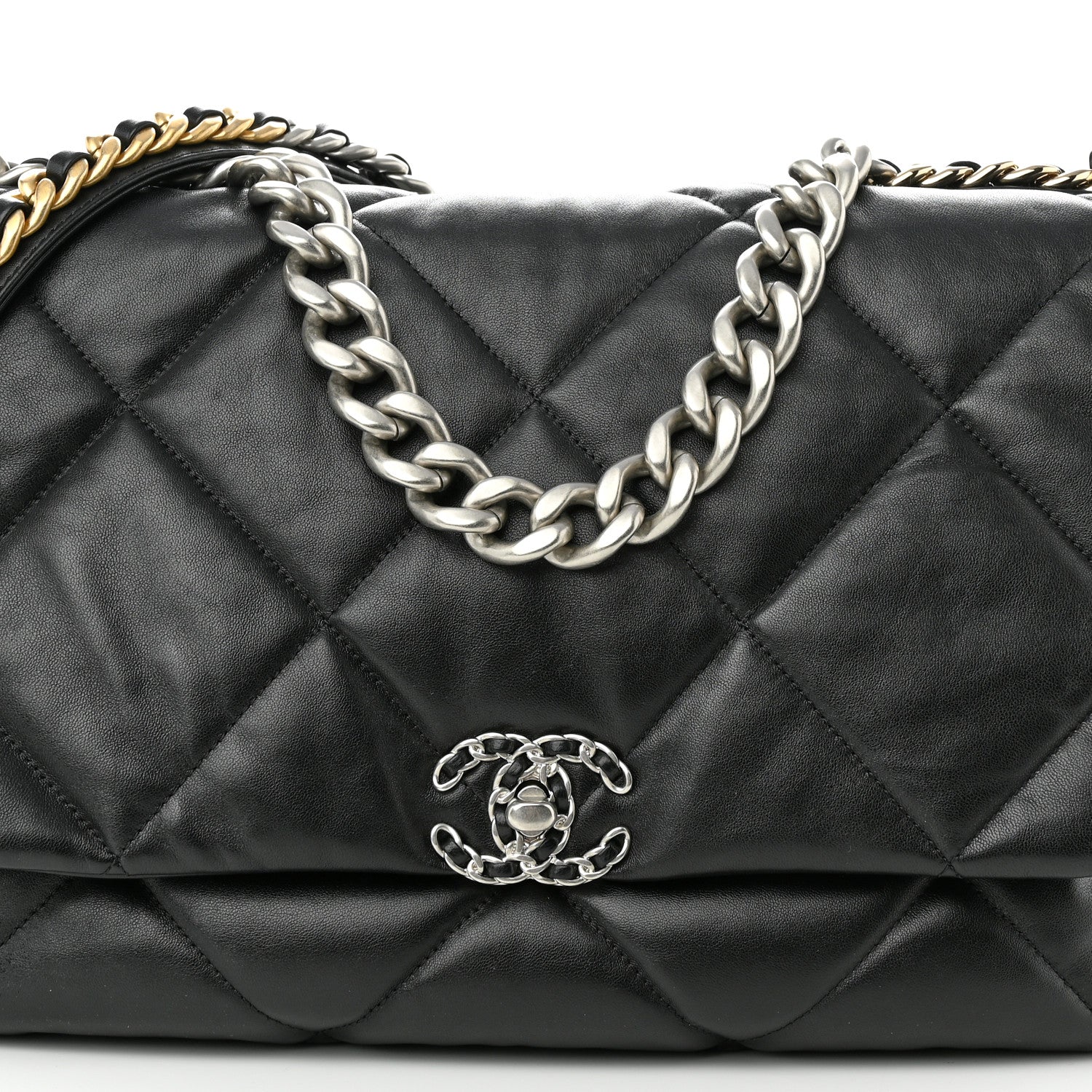Chanel Lambskin Quilted Maxi Chanel 19 Flap Black 8 of 12