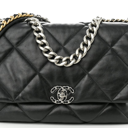 Chanel Lambskin Quilted Maxi Chanel 19 Flap Black 8 of 12