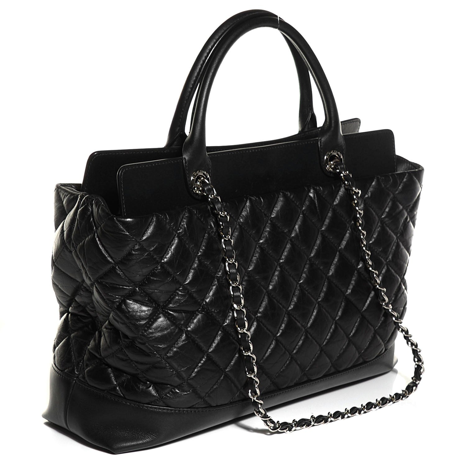 Chanel Aged Calfskin Quilted Be CC Tote Black 3 of 9