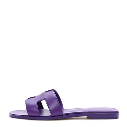 Hermes Calfskin Oran Sandals 38 Violet Majorette 1 of 9