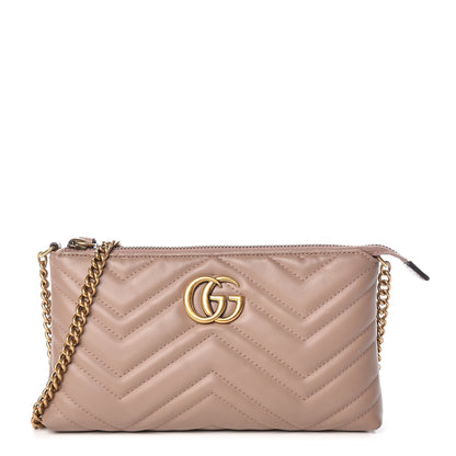 Gucci Calfskin Matelasse Mini GG Marmont Chain Bag Porcelain Rose 1 of 10