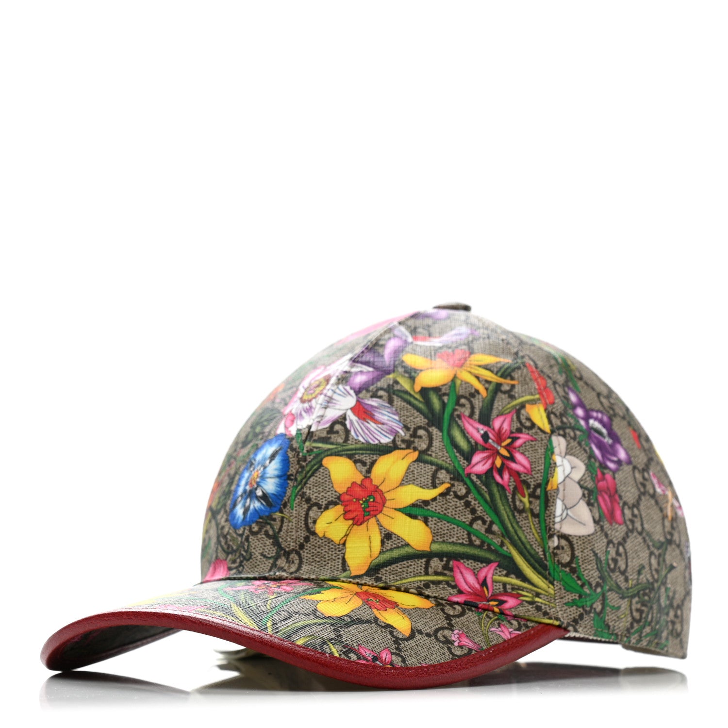 Gucci GG Supreme Flora Claudia Baseball Hat 58 L Red 1 of 10