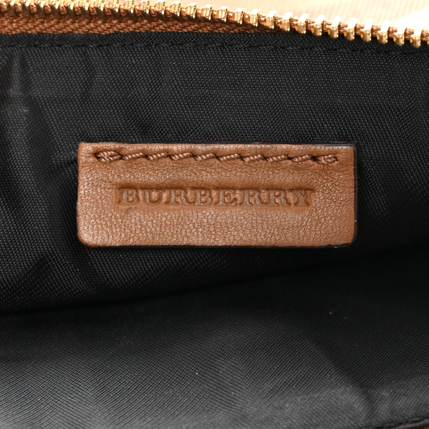 House Check Calfskin Broguing Crossbody Clutch Bag Brown